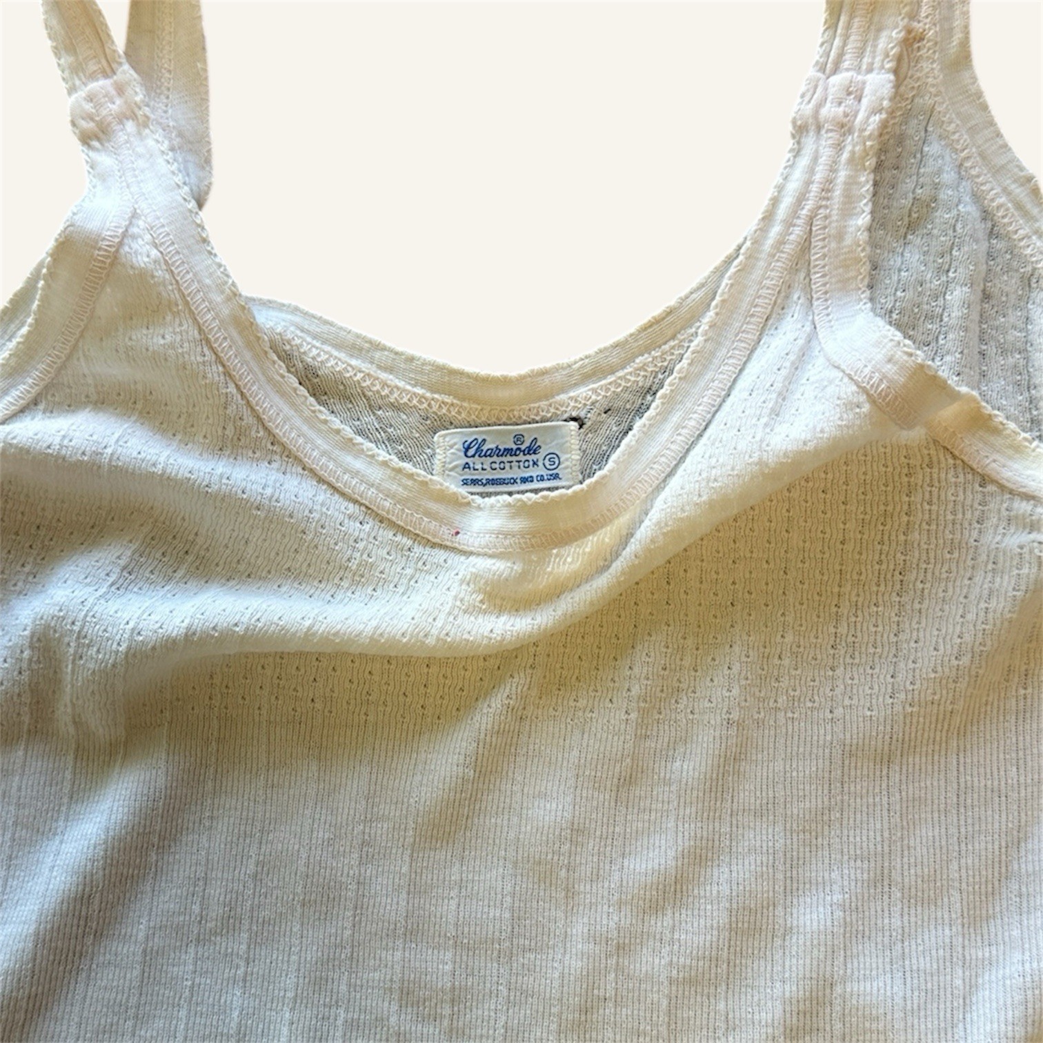 1950s Charmode All Cotton Ribbed Tank Camisole Undershirt Vintage 50s 60s
