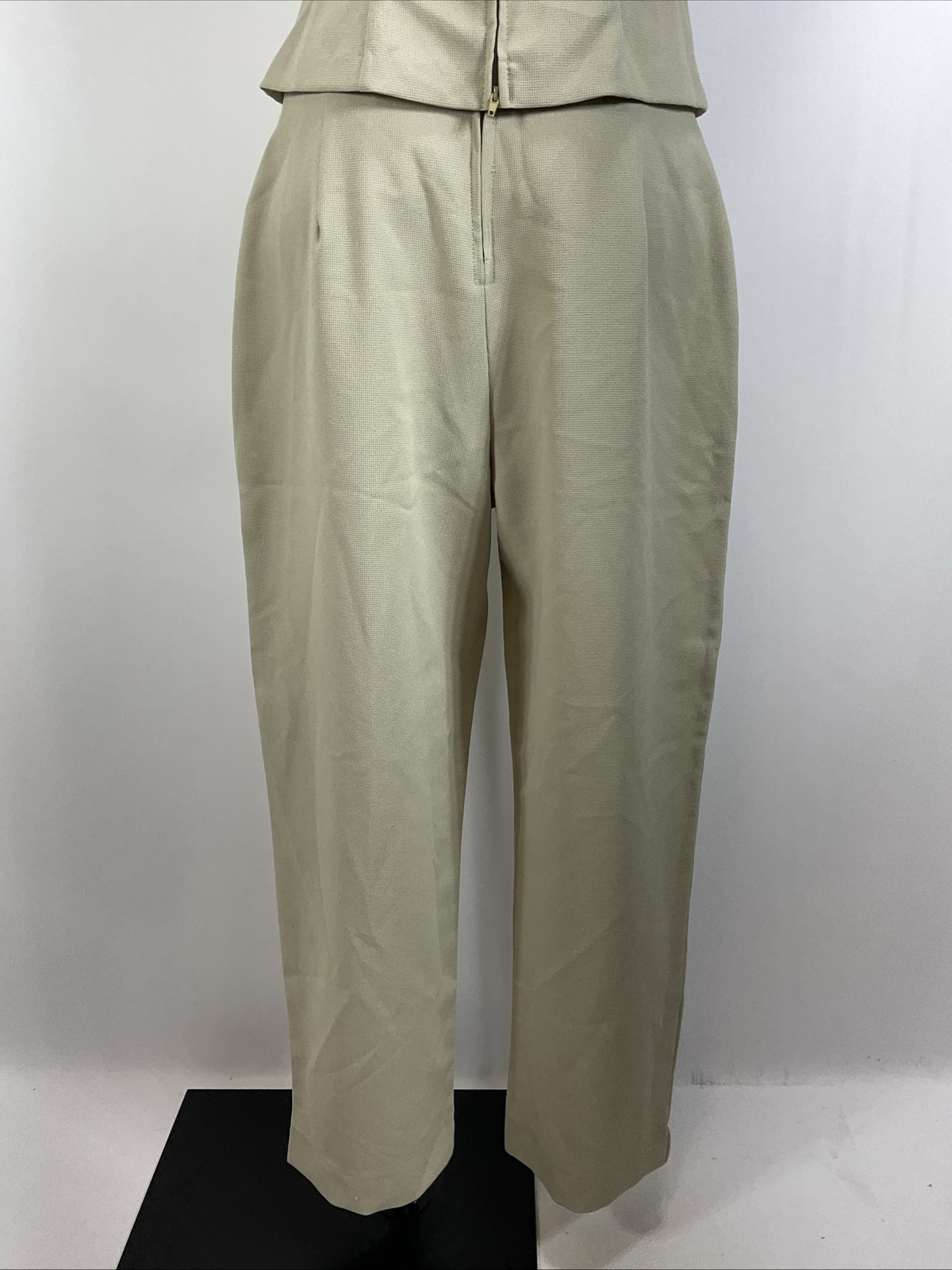 Vintage 90s y2k City Triangles Beige Olive 2pc Pant Tank Suit Set Office Career