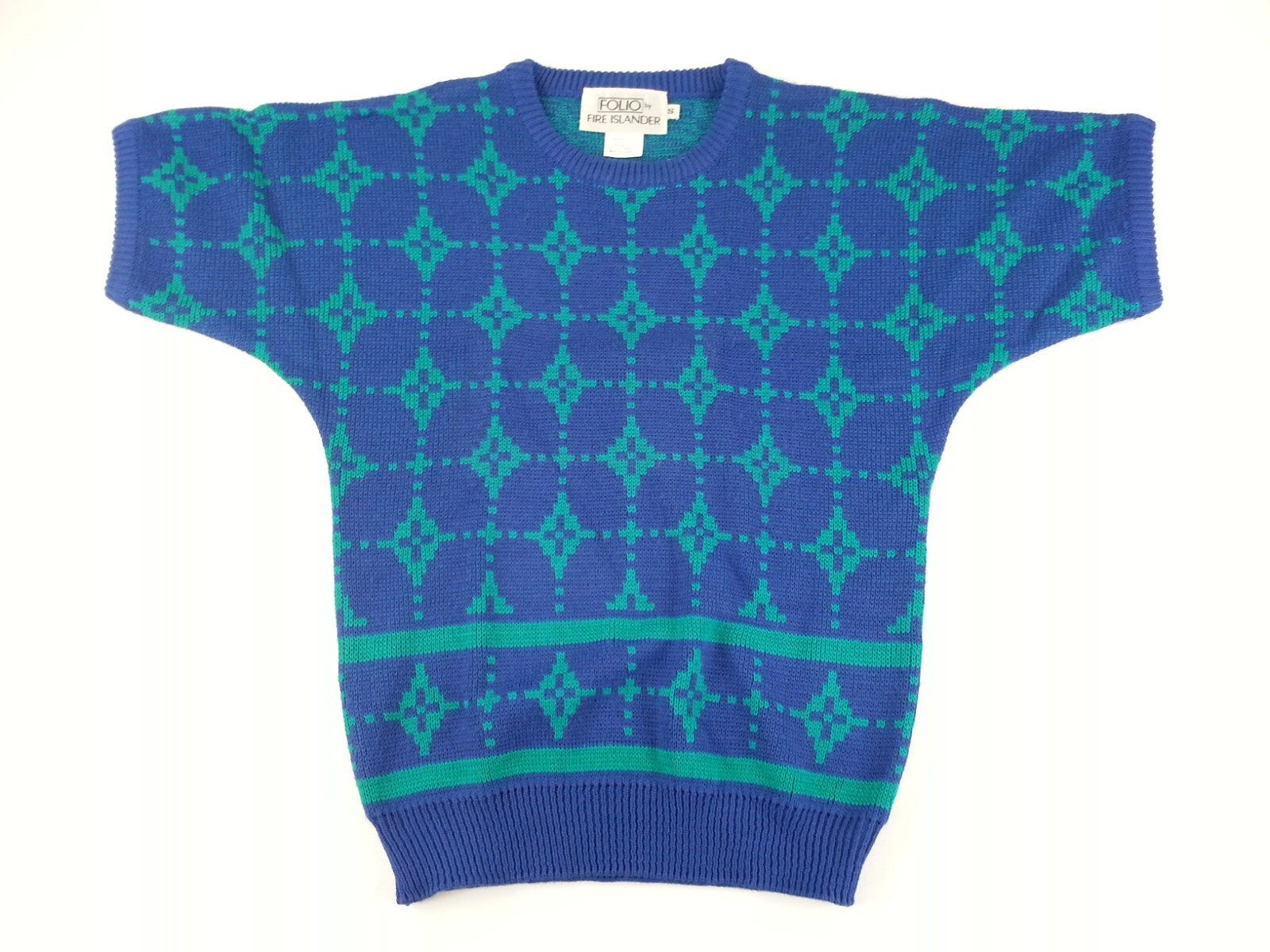 Vintage Folio Fire Islander Short Sleeve Knit Sweater Shirt