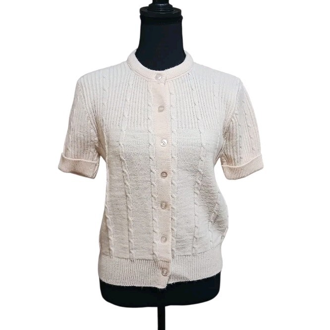 Bradley Vintage 60s Secretary Cardigan Sweater Cream Babydoll