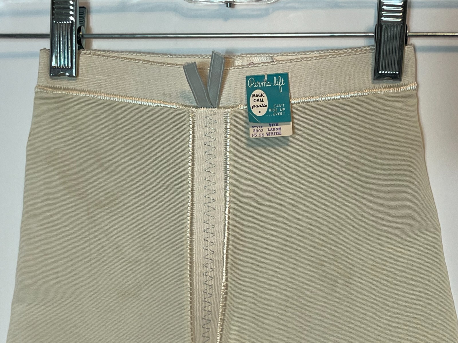 Vtg Girdle Large White Metal Garter Magic Perma Lift
