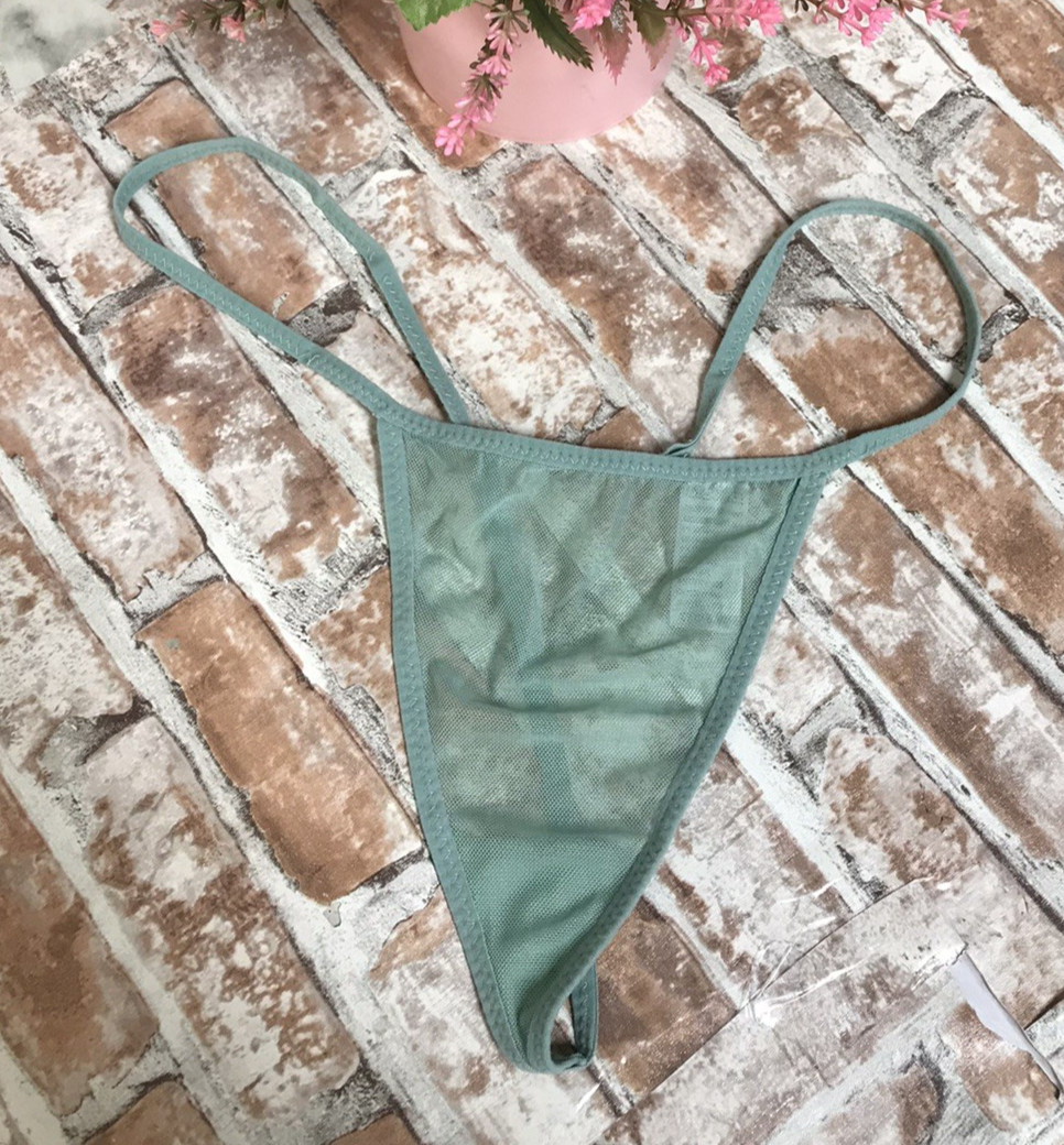Mesh Sz X-Large Green Thong String Panties Underwear Strappy Underwear