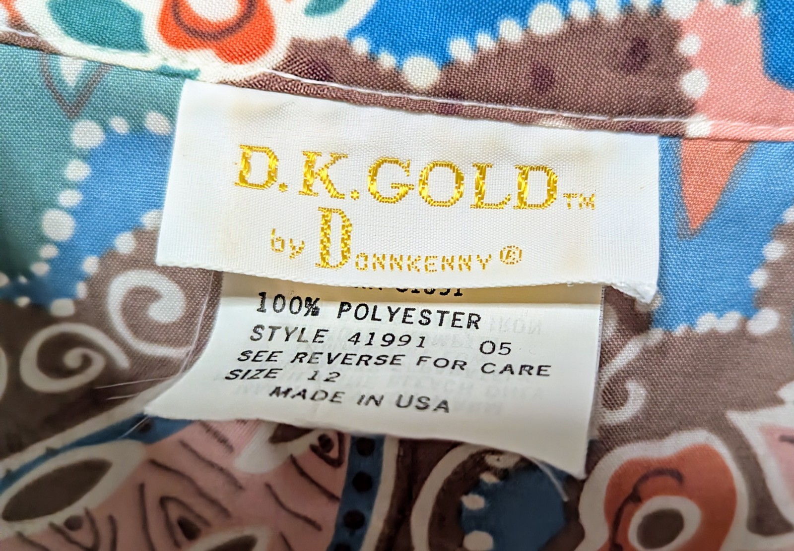 Vibrant Vintage 70s/80s Blouse – D.K. GOLD by Donkenny – Made in USA – M/L