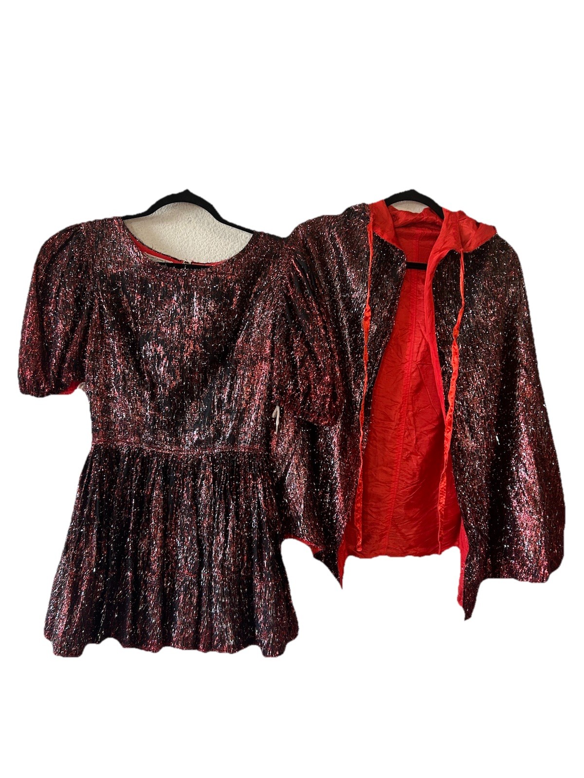 Vintage Williams Costume Metallic Mini Dress Cape Set XS/S Showgirl Burlesque