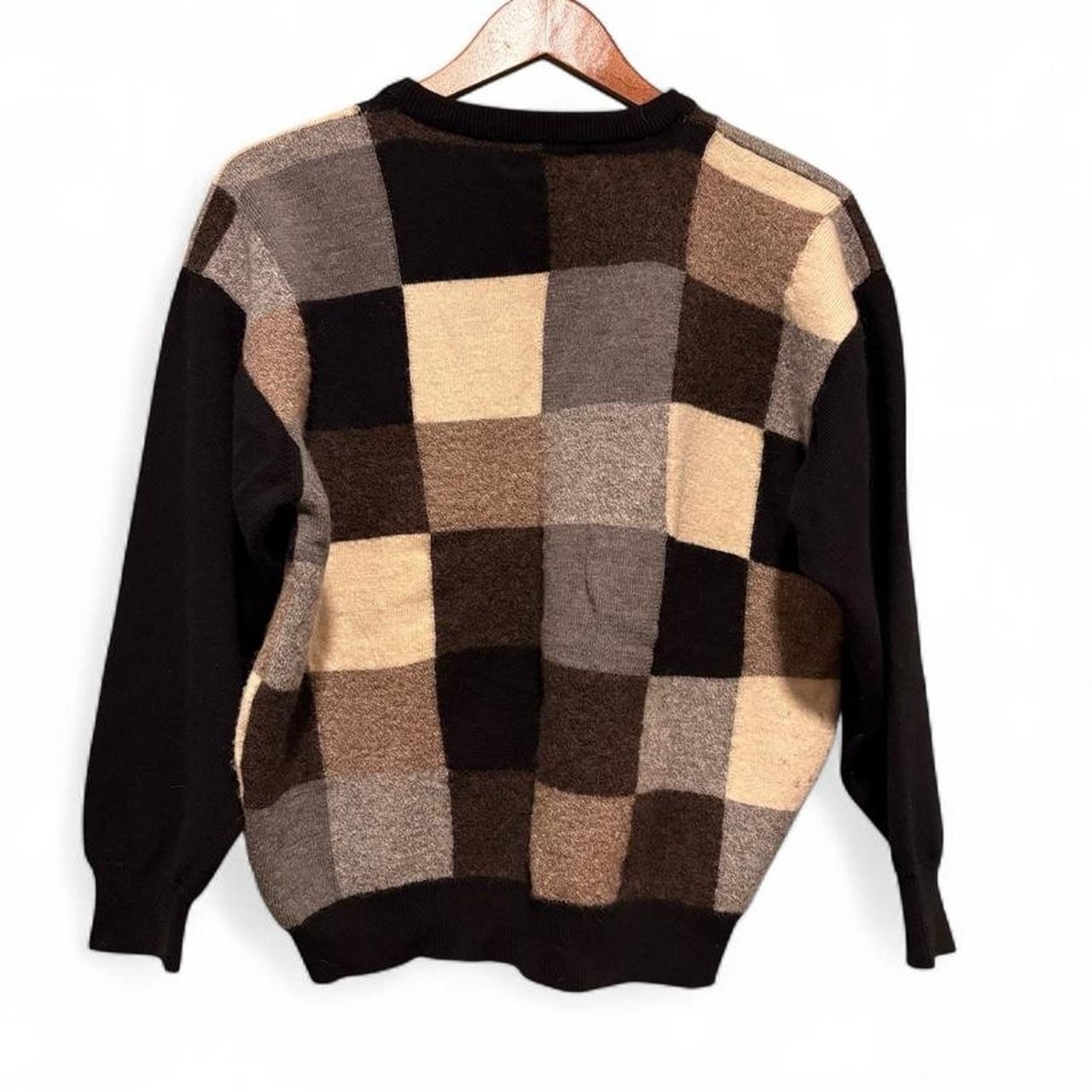 VTG Pringle Of Scotland 100% Lambswool Checked Pullover Sweater XL Cottage Cabin