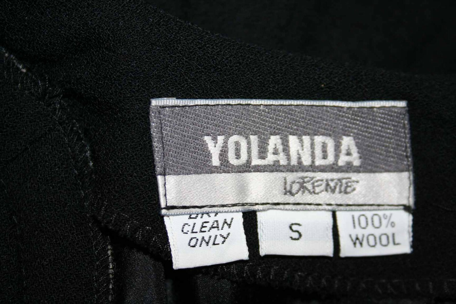 Sz S Vtg 80s Dress YOLANDA LORENTE Wool Crepe Blouson Drop Waist Cocktail Party