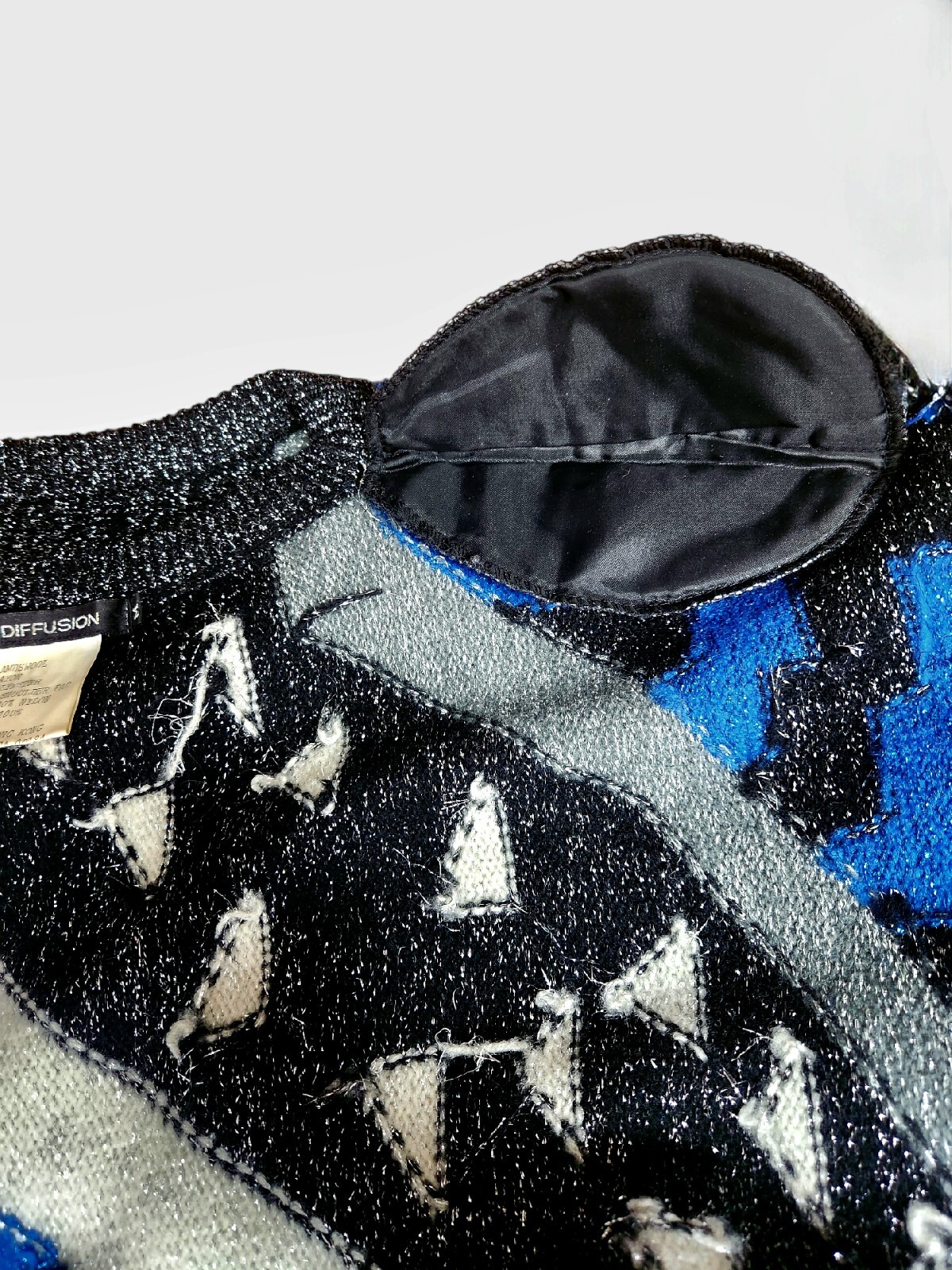 Vintage I.B. Diffusion Sweater POP Art Geometric Disco Wool Blue Metal 80s 90s M