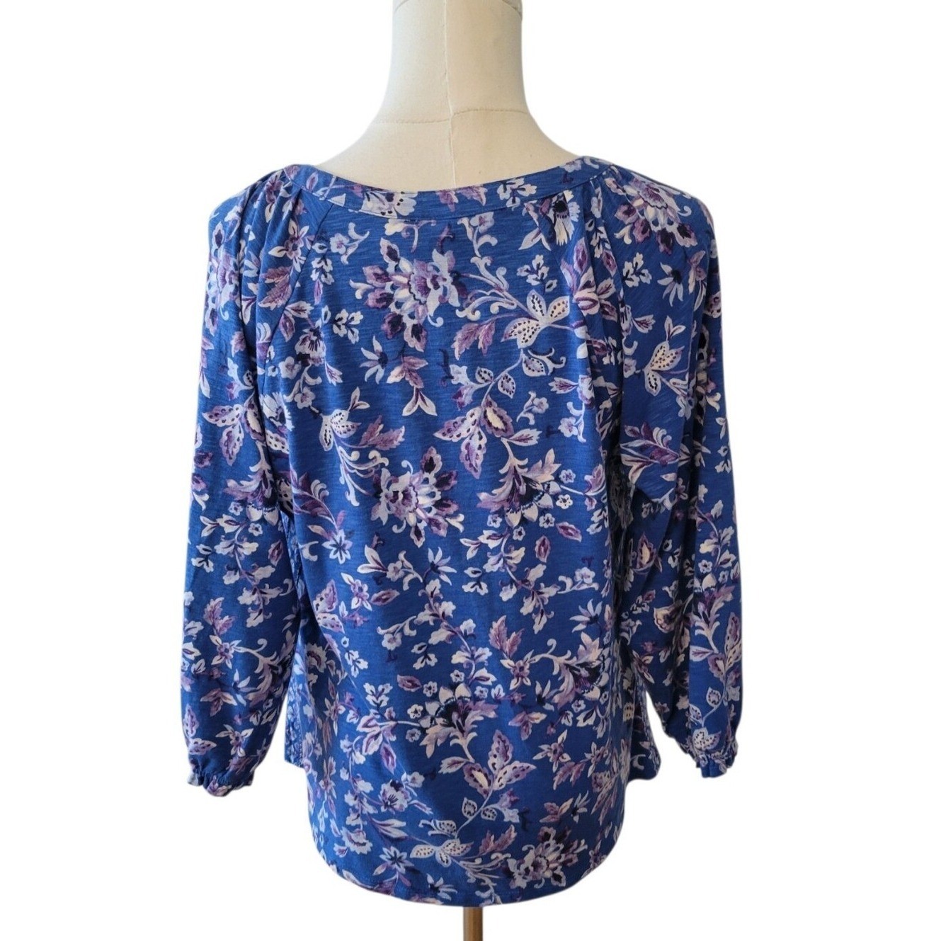 J. Jill Blue Floral Hippie Casual Top Size Small Petite