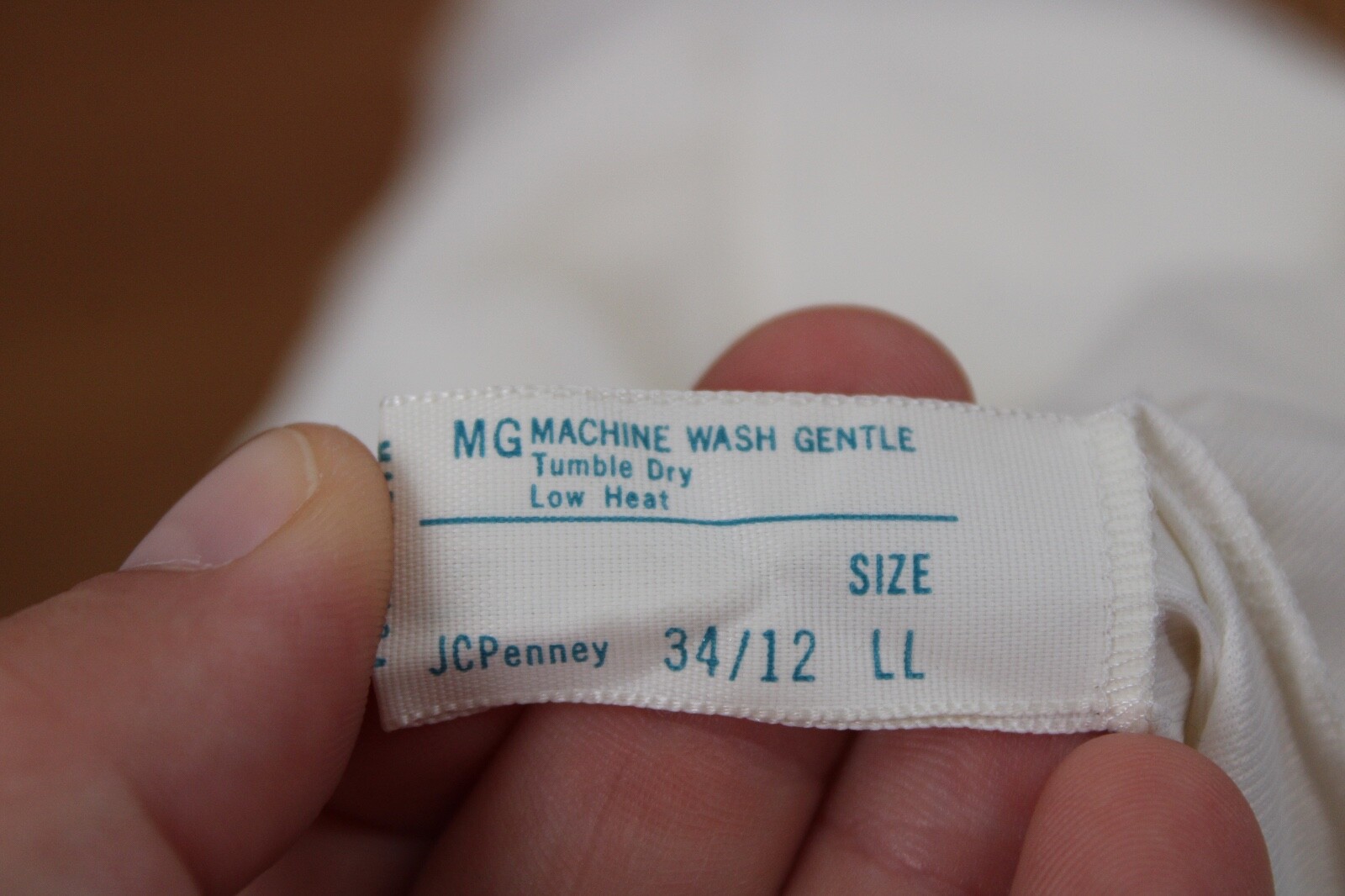 Vtg JC Penney MG 34/12 LL Ivory Antron Nylon Long Full Slip Dress Side Slit