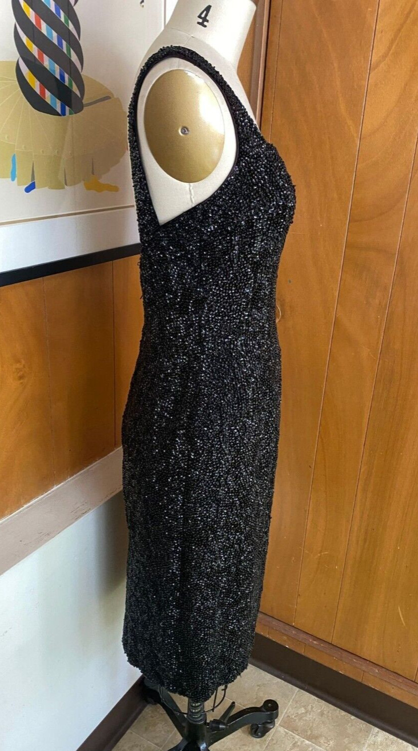 VTG sparkly heavily beaded Sequin Dress S 4 6 sleeveless sexy bodycon low back