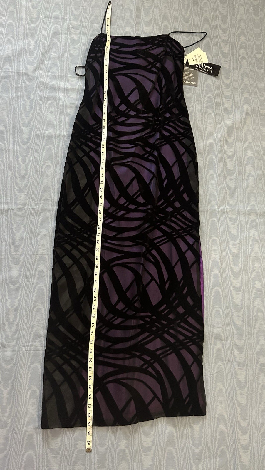 Vintage Arianna by Rachel Kaye Black Purple Velvet Claudie Dress w/Shawl•4•NWT