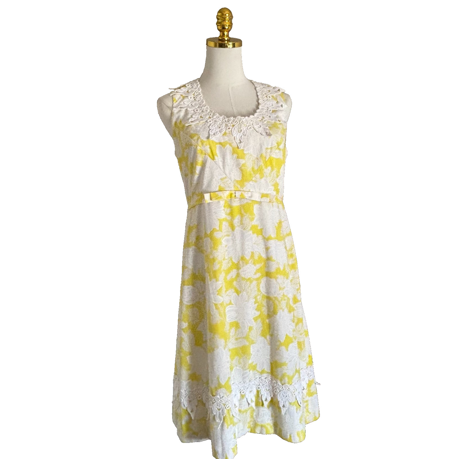 VTG 60s THE LILLY PULITZER Floral Lace Dress Jackie O Preppy Resort L 10 / 12