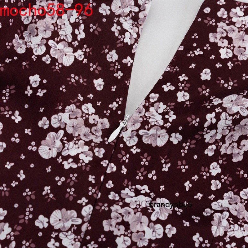 Summer Style Printing V-neck Floral Dress Short Sleeves High Waist Floral Dress
