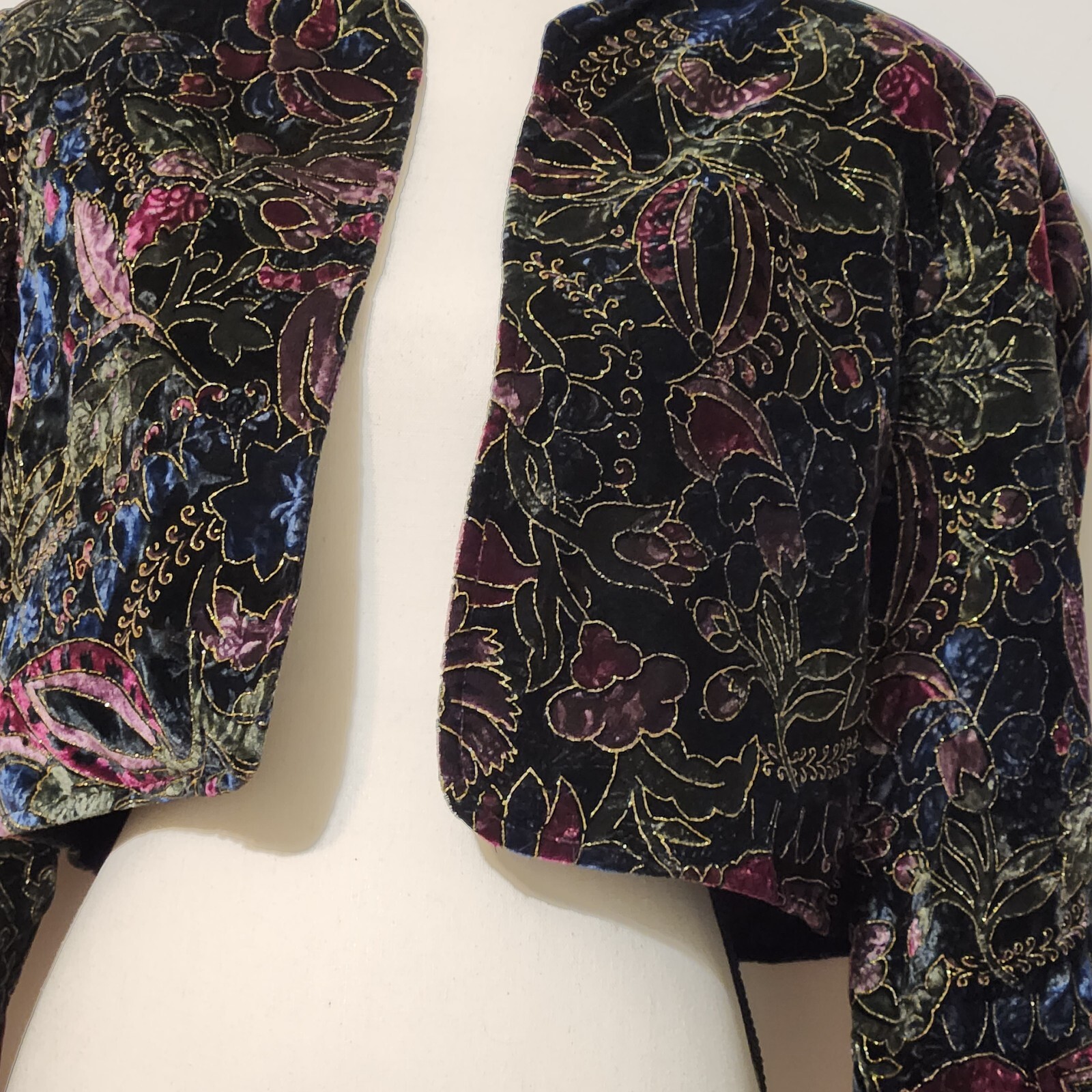 Vintage Coloratura wool Blend Velvet Bolero Crop Open Front Jacket Top