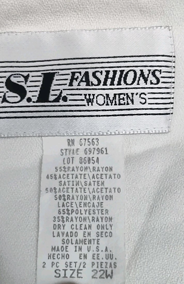 SL Fashions VTG Elegant Women Jacket Blouse Cream Lace Plus Size 22W USA