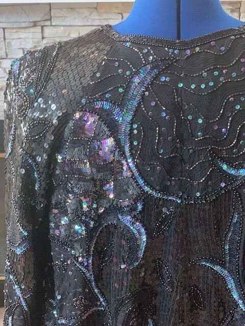 DIANE FREIS Vintage Silk Hand-Made Sequin Butterfly Jacket Resort Cruise ($495)
