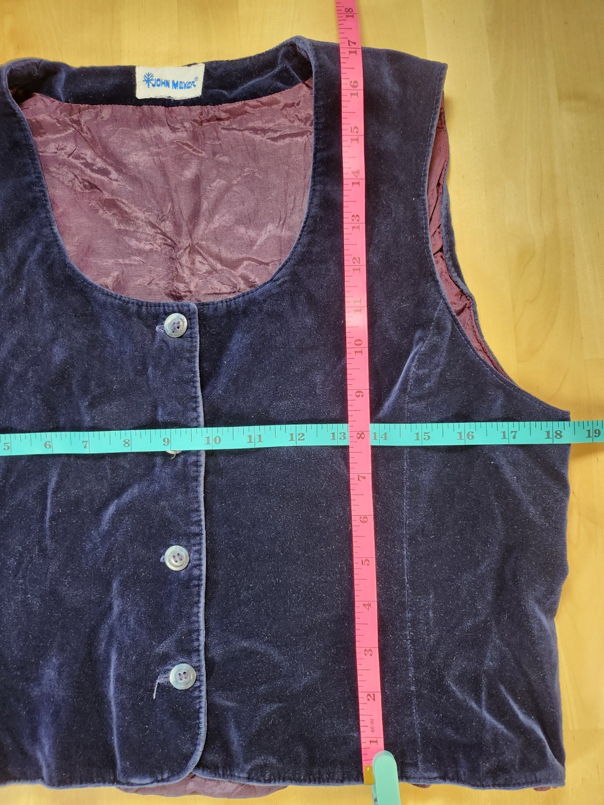 Vtg 80s Midnight Blue Velvet Buttoned Vest John Meyer Sz Medium