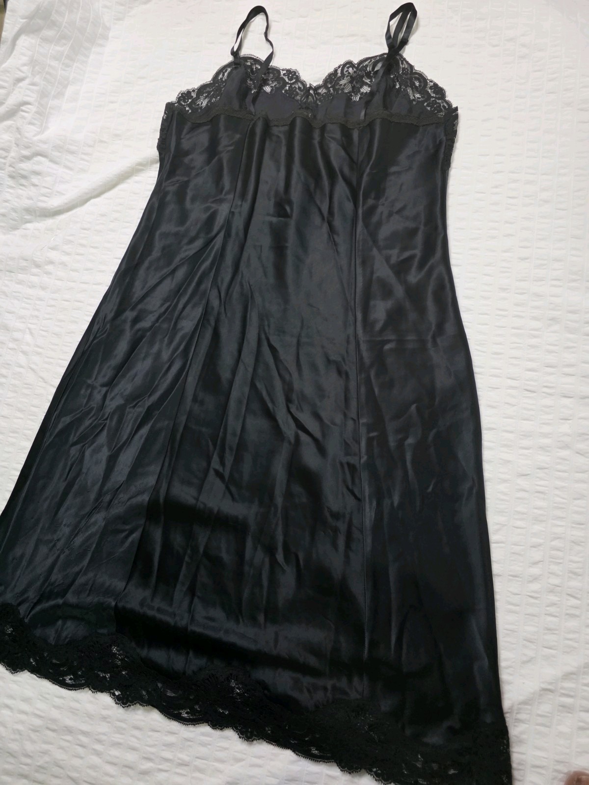 Wonder Maid Women’s Full Body Slip Size 38, Non-Cling, Nylon ILGWU USA Black Lac