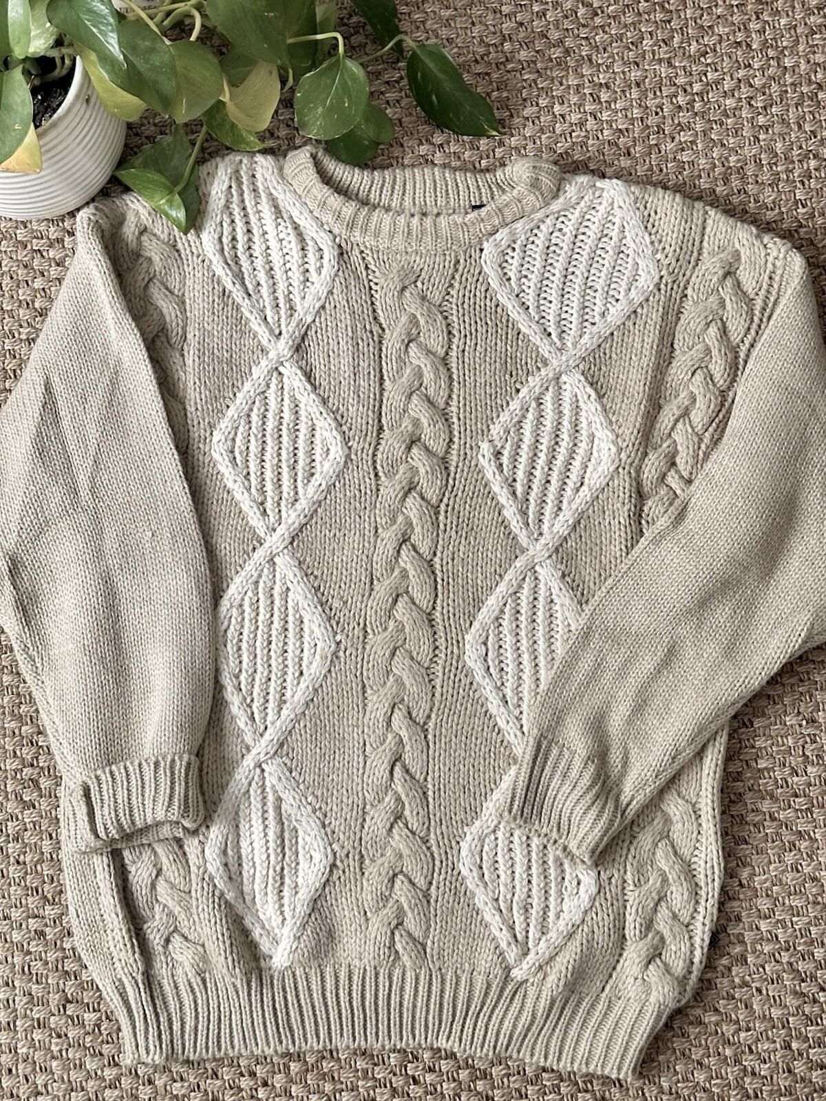 Cozy up in this charming pre-loved oversized Grandmom sweater!