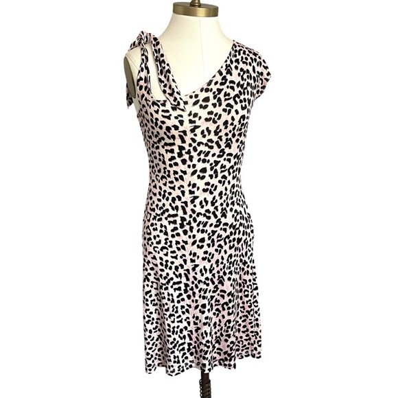 See by Chloe Pink Leopard Print Silk Jersey Asymmetric Dress – 6 🇮🇹