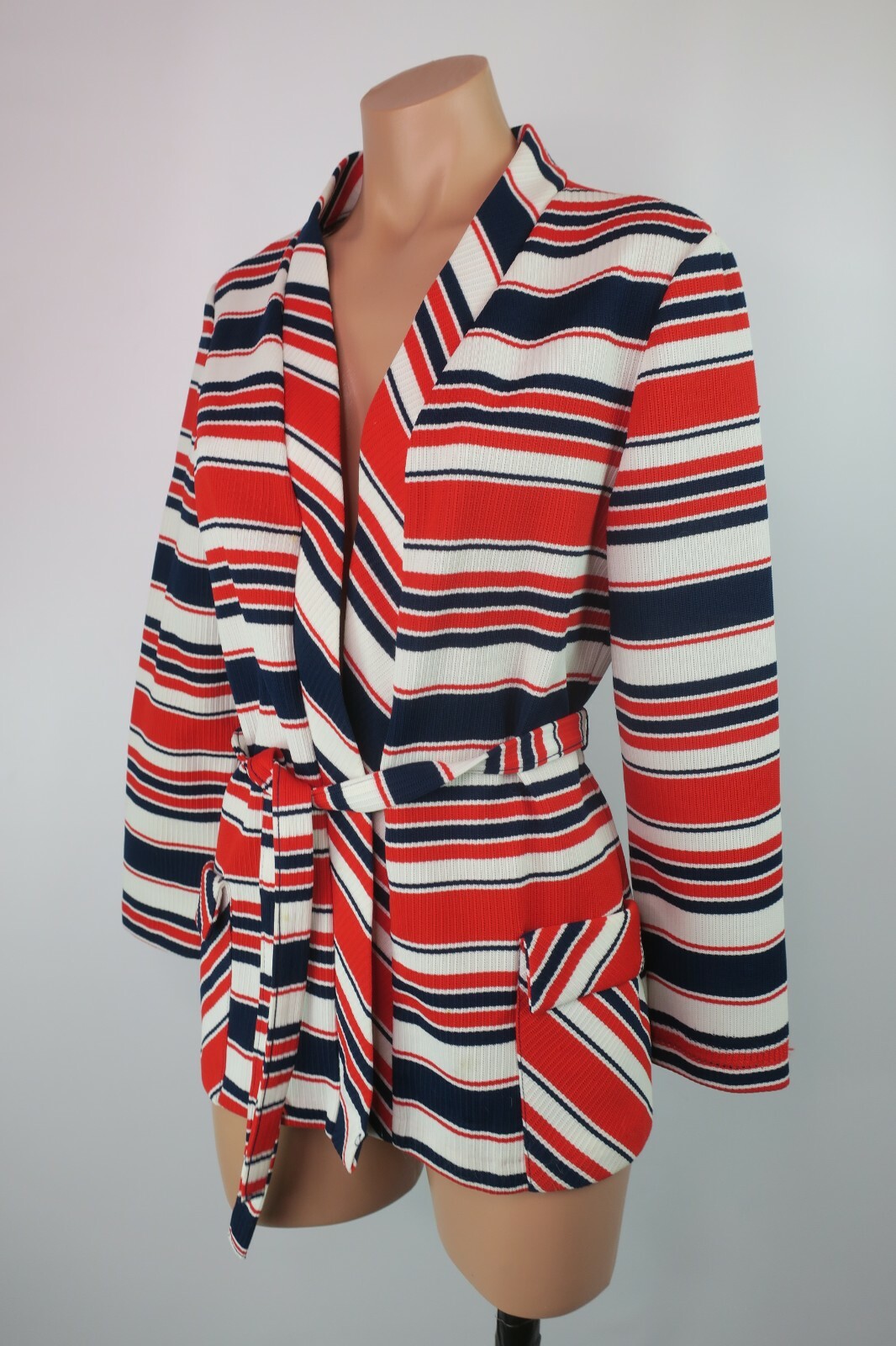 Vtg 60s JCPenney Patriotic 4th of July Jacket Fashions Striped Red White Blue M
