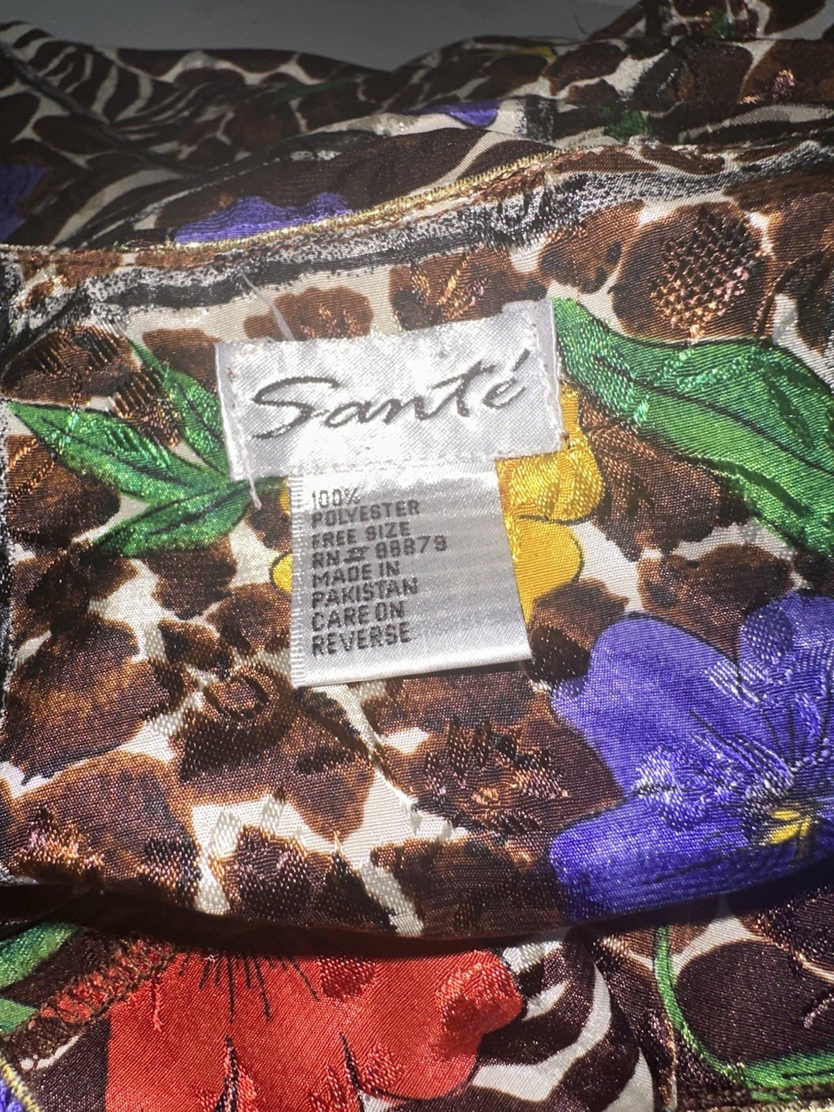 VTG Sante Womens Floral Safari Kaftan Free Size Multicolor 80s Mrs Roper Artsy