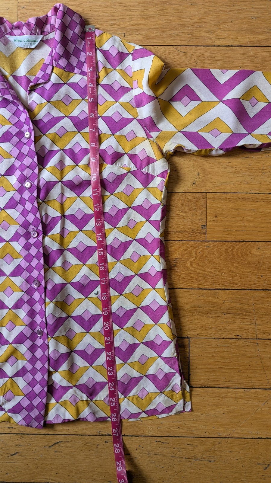 ​Vintage 70s Alex Colman California Collar Button Down Shirt Geometric Print