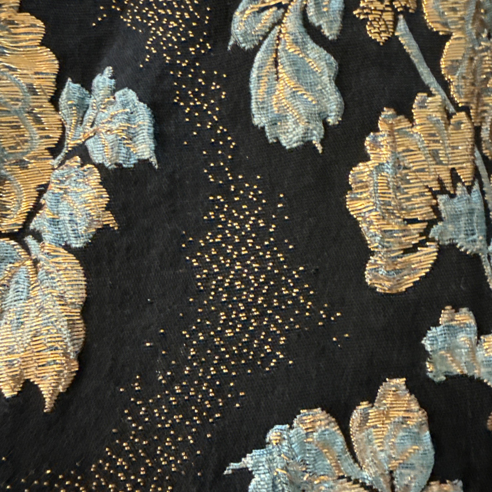 Vtg 1960s Linda of California Dress S Metallic Brocade Floral Cocktail Wiggle