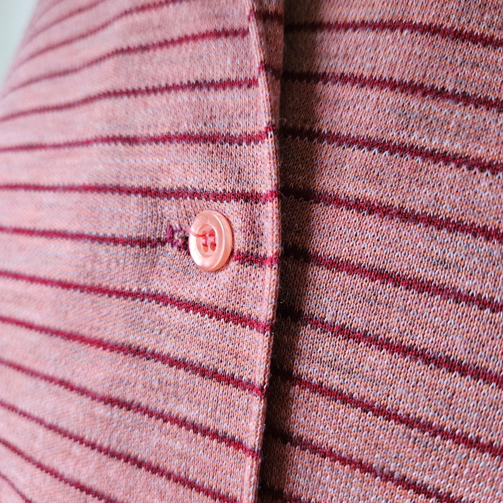 Mr. Beau RL Davis Vintage 1970s Poly Knit Heathered Striped Button Top Shirt M/L
