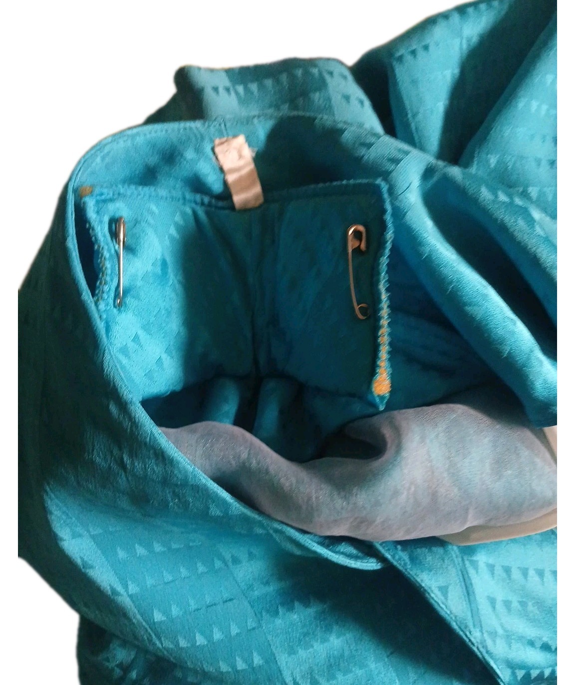 Teal Silk Blouson Dress Liz Claiborne 1980s Back Button sz 8