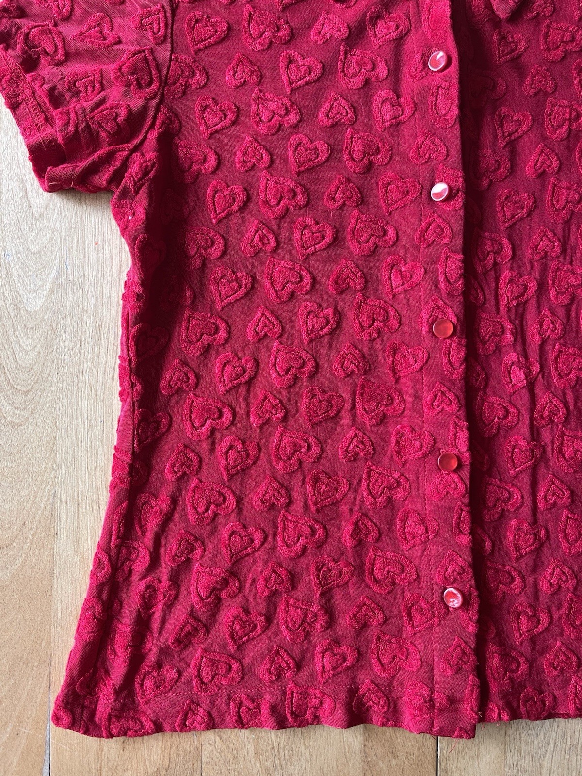 Vintage 90s Self Esteem Heart Print Button Shirt Size Large Valentines Day Y2K