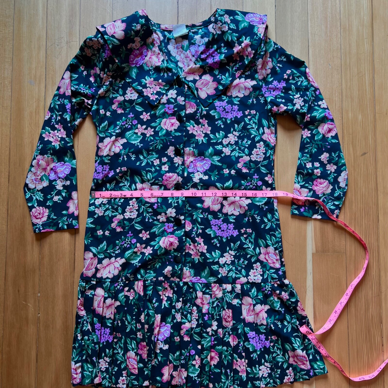 vintage 80s/90s drop waist dark floral dress 9/10 M