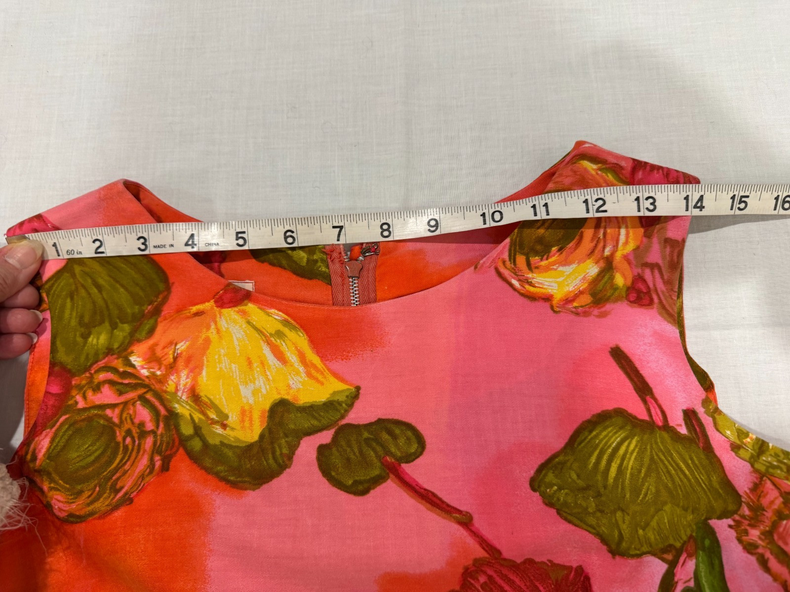 Vtg Liberty House True Hawaiian Dress Short Sleeveless Small Bright Pink Orange