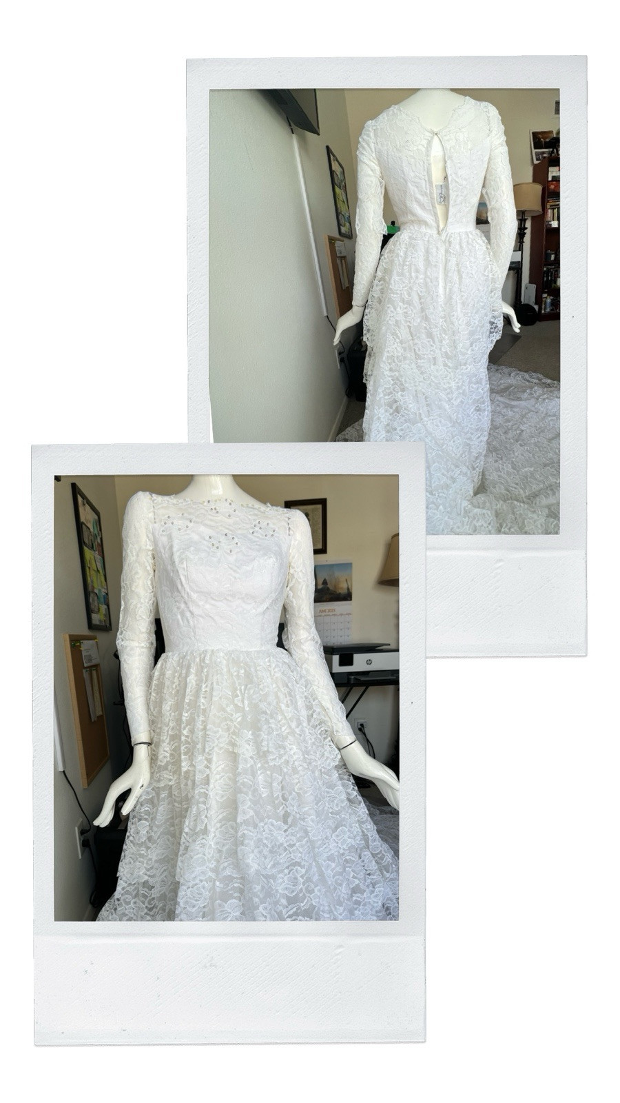 1950’s Vintage Chantilly Lace White Wedding- ORIGINAL TAGS-STUNNING!