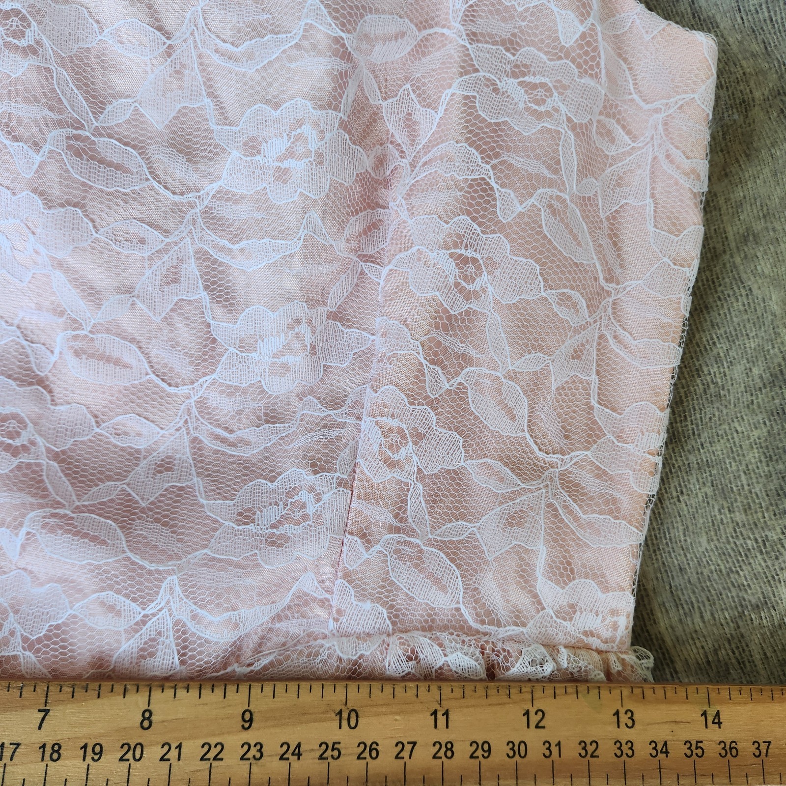 Vintage Union Made Lace Dress Gown Pink White Bows Victorian Prairie 70s 80s