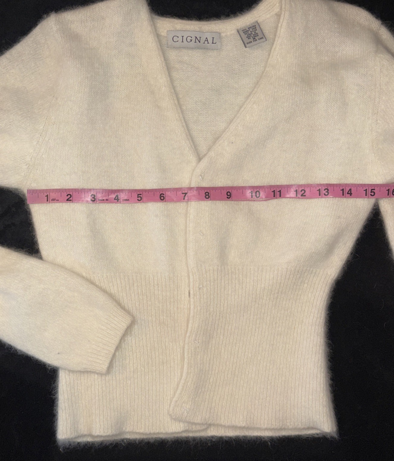 VTG 80s CIGNAL Angora Blend Cardigan & Top Set Made Hong Kong S/M Rabbit Hair