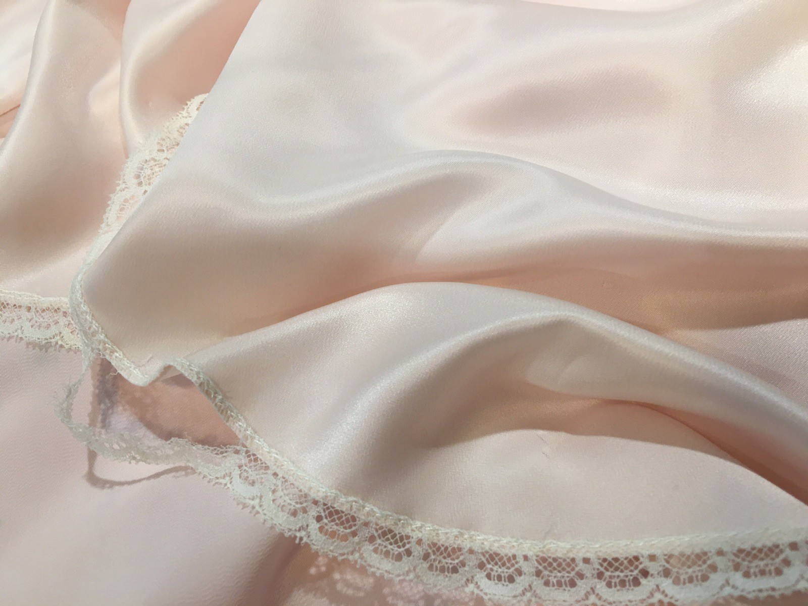 Vtg Pink Acetate Satin Long Nightgown S