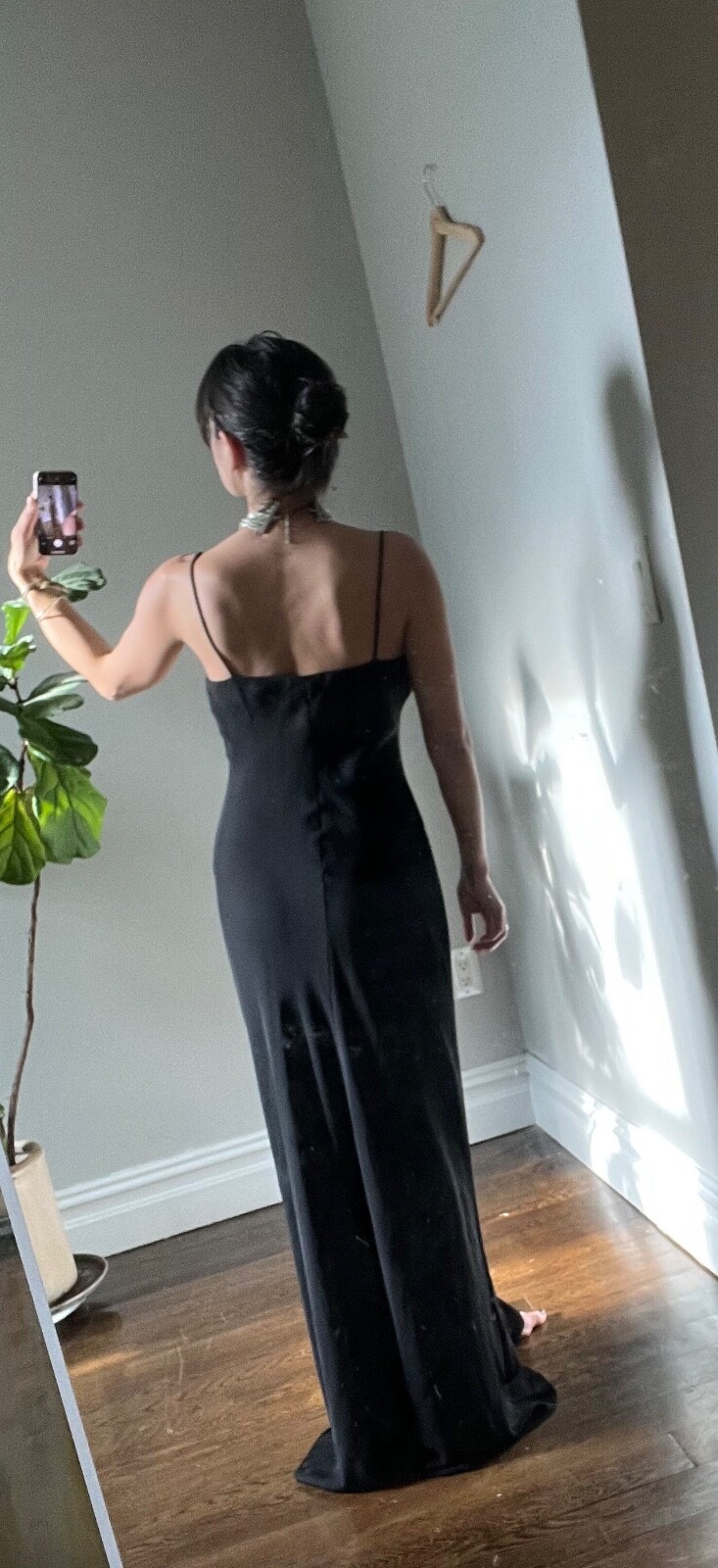 Vintage Onyx Nite Spaghetti strap, Column Black gown. Chiffon Prom Sz6 90s Y2K