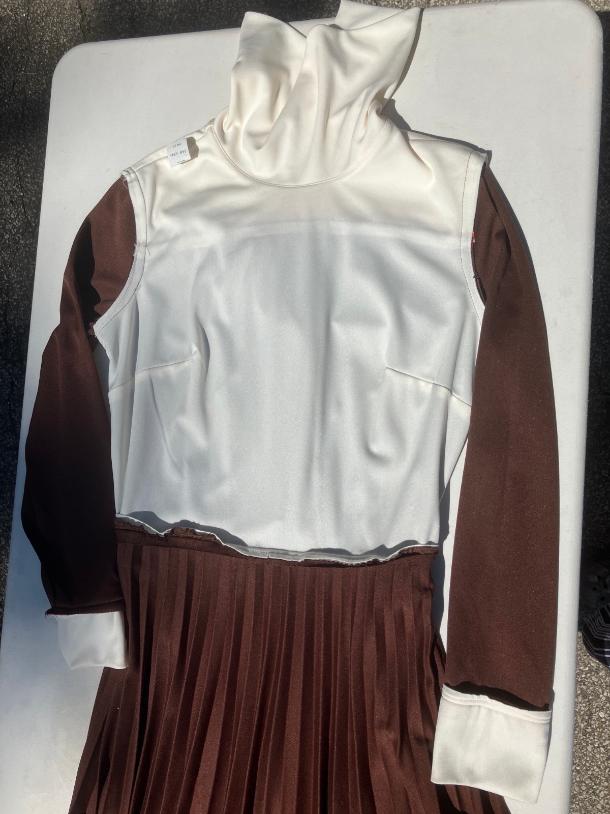 Sunshine Alley dress polyester VTG sz 12 pleated brown ILGWU machine wash dry