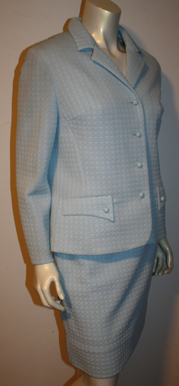 Vintage Light Blue Knit Suit Jacket 6 8 10 Amazing Button Details German Austria