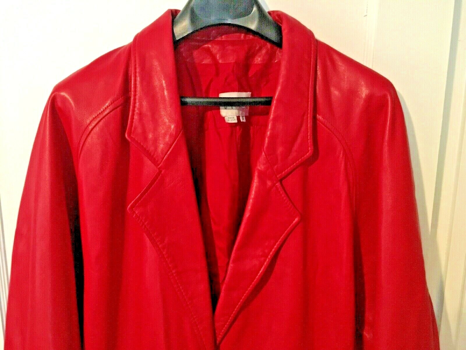 Vintage 80s Vakko Red Leather Jacket Womens Small USA Coat Fashion Coat