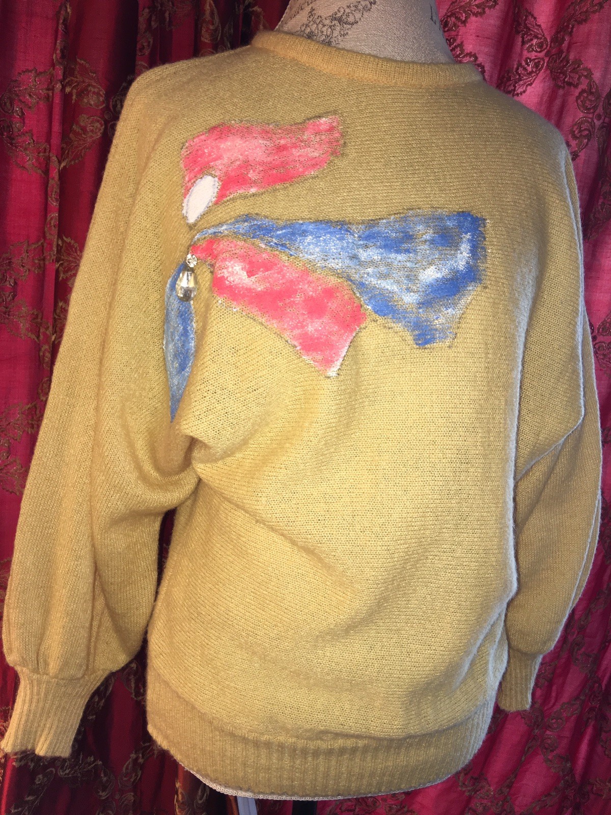 Vtg 80s Oversized Draped Dolman Batwing Sleeve Artsy Avant-garde Knit Sweater M