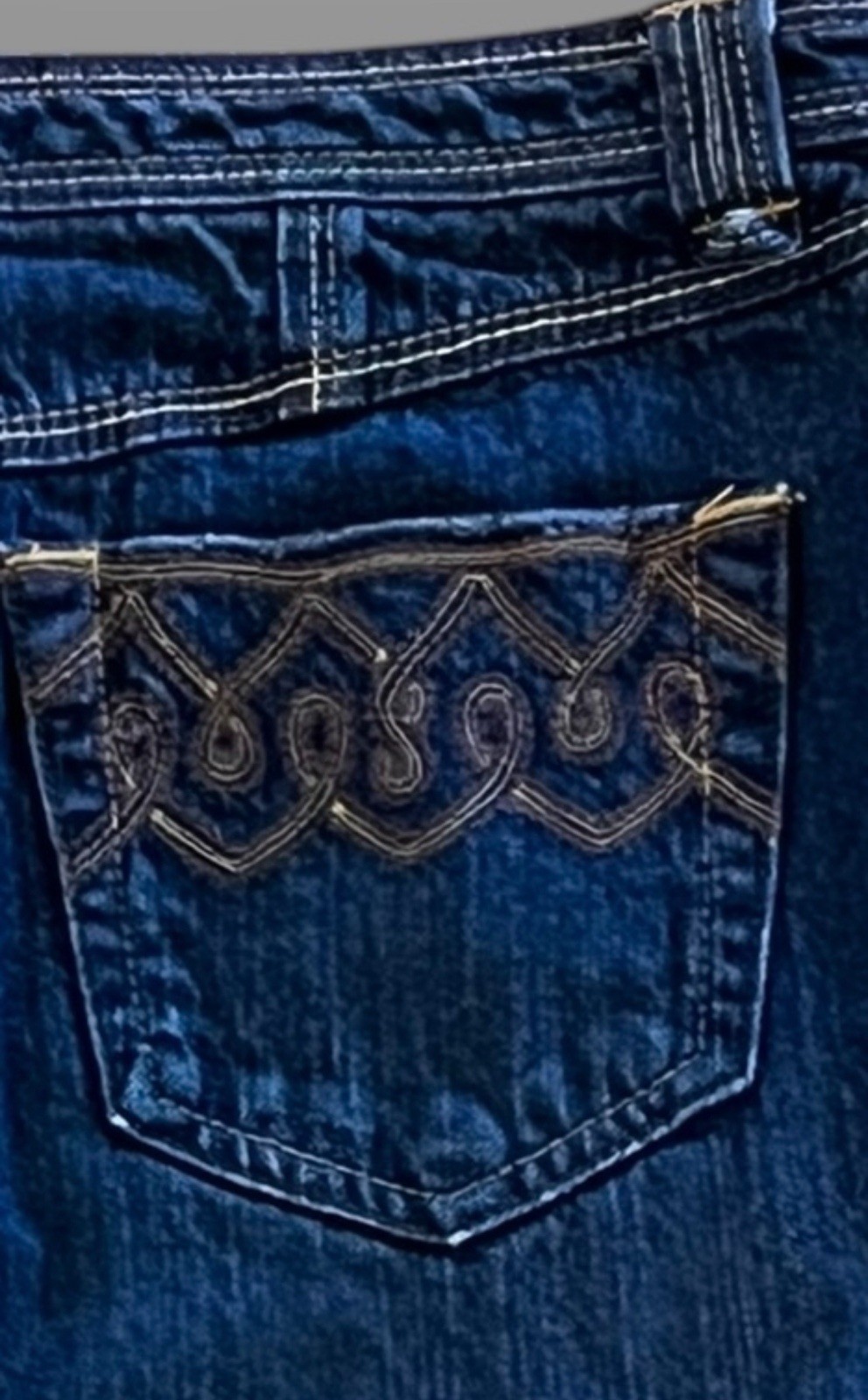Vtg 90s Y2K Western Canyon River Blues Cowgirl Denim Skirt Contrast Stitch 4P