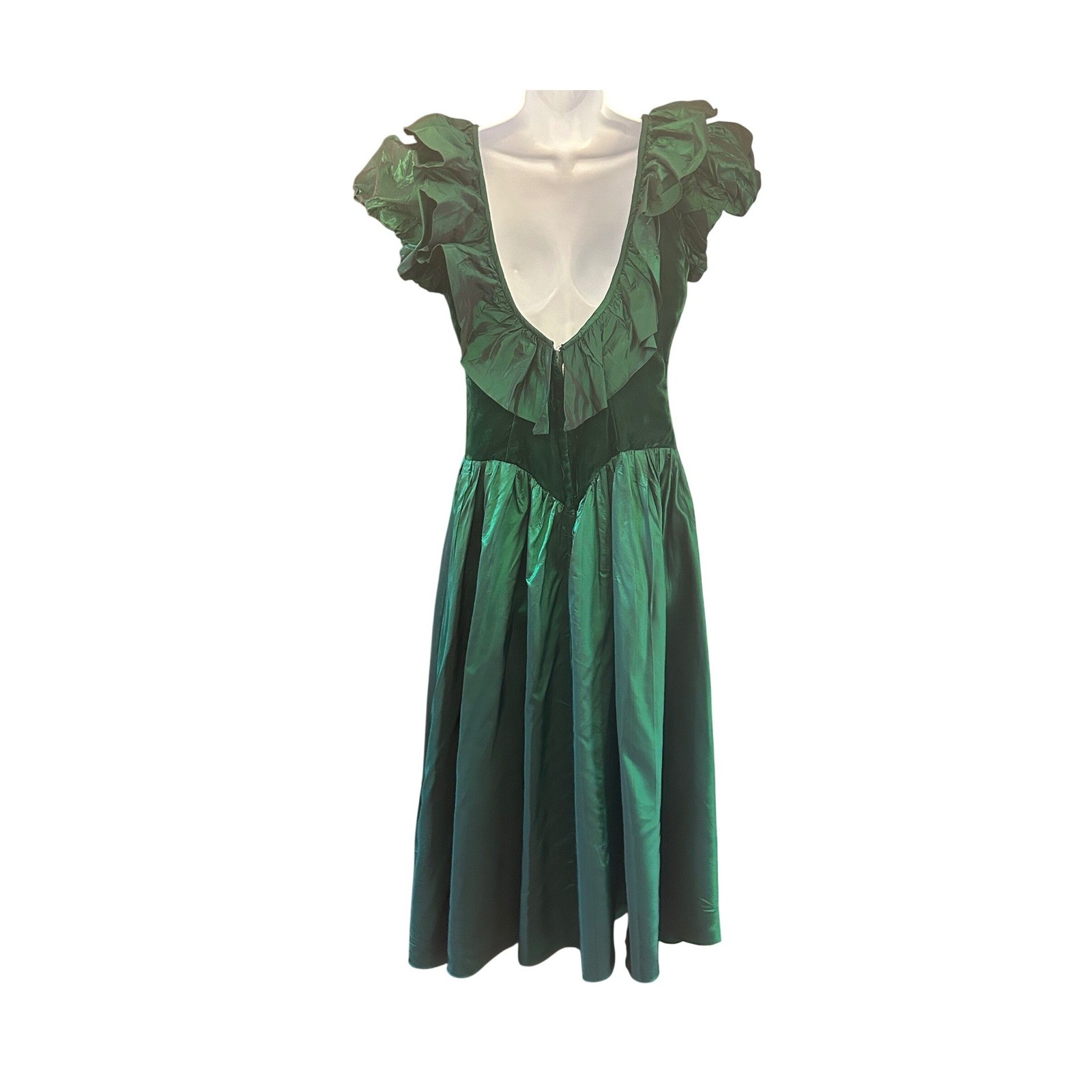80s Charisma by R.L. Aire Dress Prom Party Velvet Taffeta Emerald Green Glamour