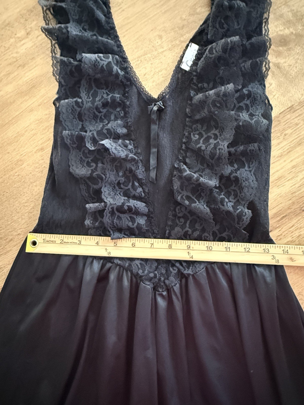 Vintage Black Nylon Slip Dress Dark Coquette Babydoll Lace Festival Rave Witchy