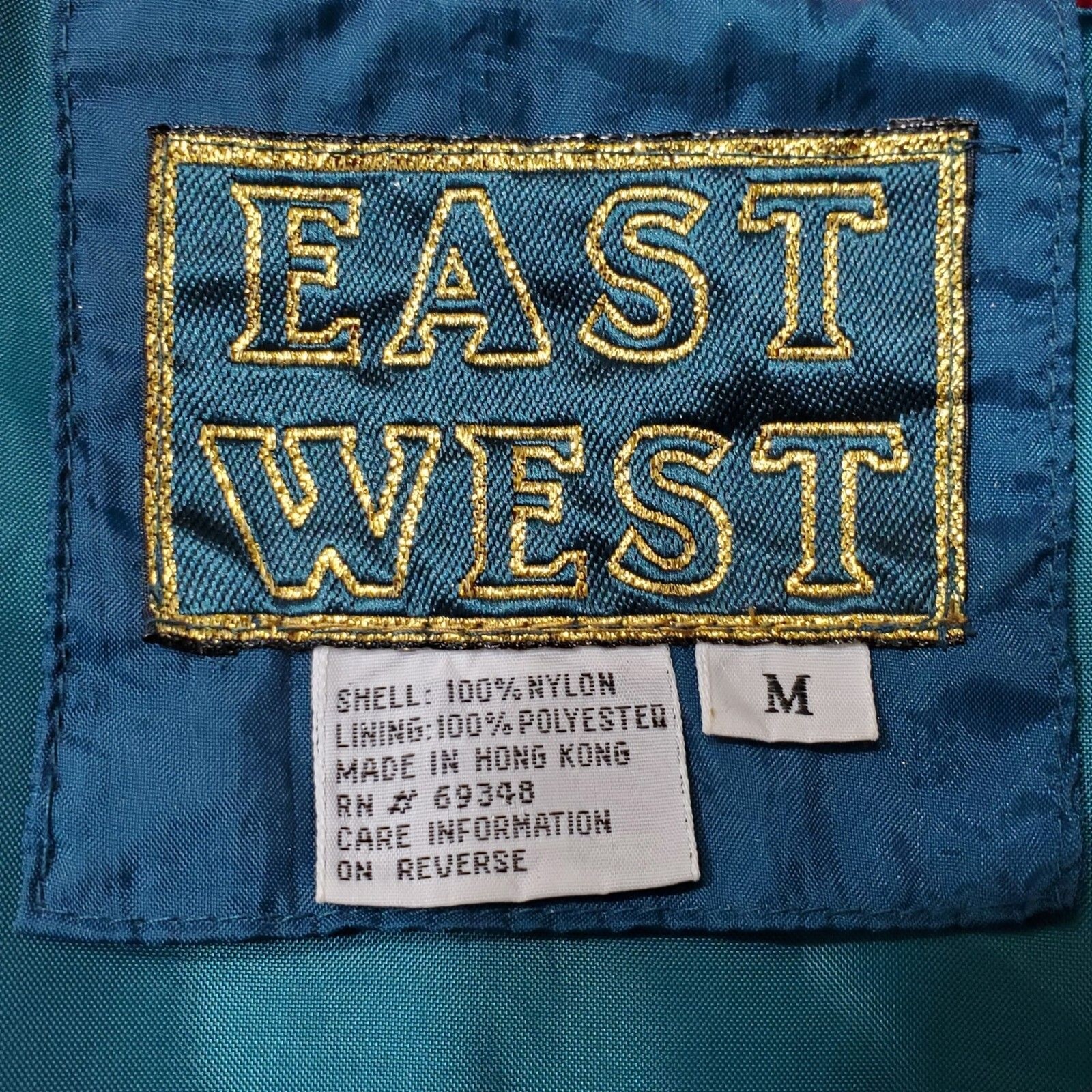 Vtg East West Wind Suit Track Jacket Pants Womens Sz M Burgundy Teal Blue FLAWED