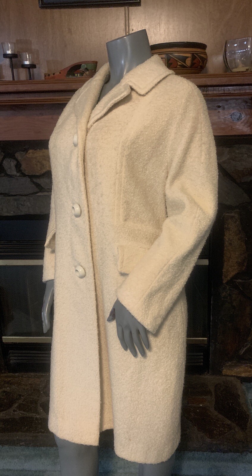 Vintage 60’s Yellow Boucle Winter Coat by Carillon Size Large Petite Union Made