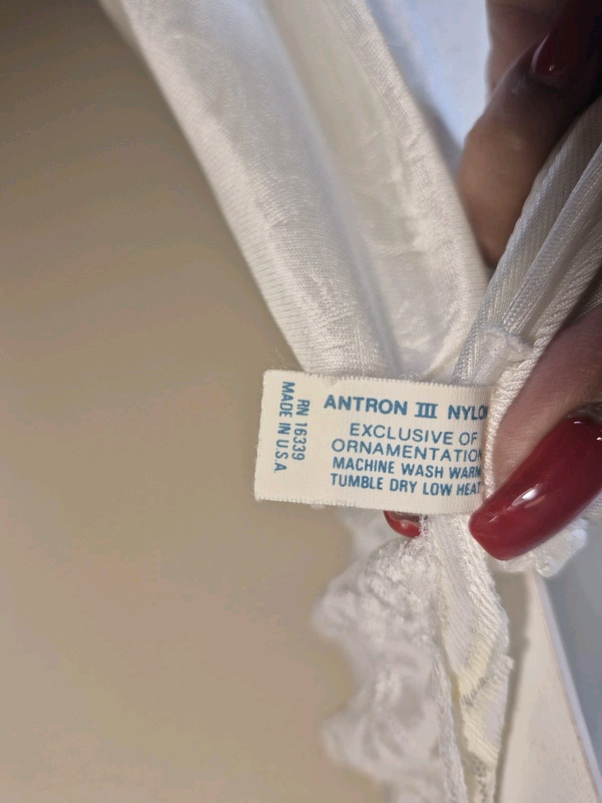 White Satin Lace Slip Nightgown Greenco Maid 36 Vintage Lingerie Boudoir Coquett
