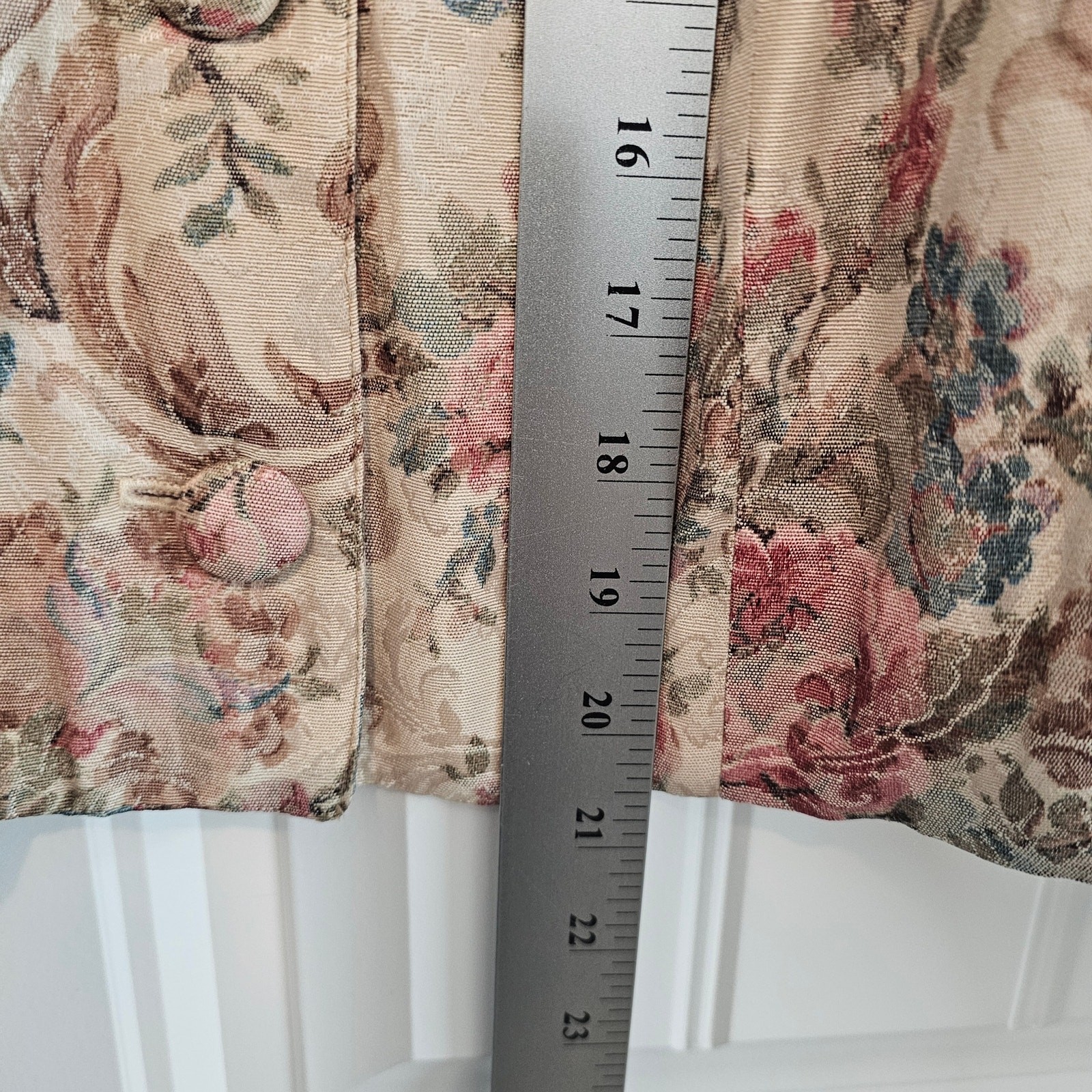 Vintage Floral Blouse Women Large Beige Tapestry Cottage Coquette Preppy 80s