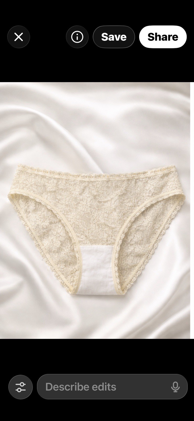Vintage MYONNE Lace Panties Sz5 French Cut Cream Made USA Cotton Gusset 1980s/90